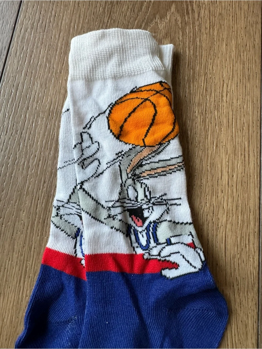 Novelty Men's Crew Socks - Blue Bugs Bunny & Green/Gray Toad Designs